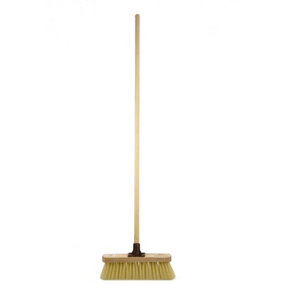 Indoor Sweeping Broom with Soft Bristles and Wooden Handle