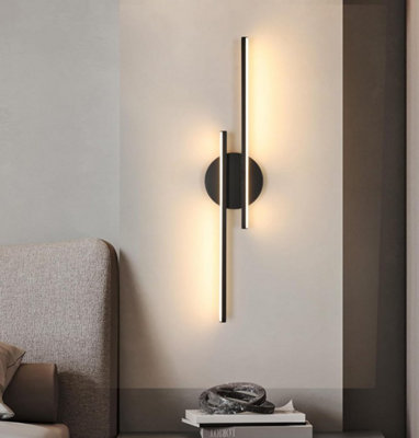 Indoor Wall Lamp LED 24W Modern Black 3000K Warm Light Long Sconce
