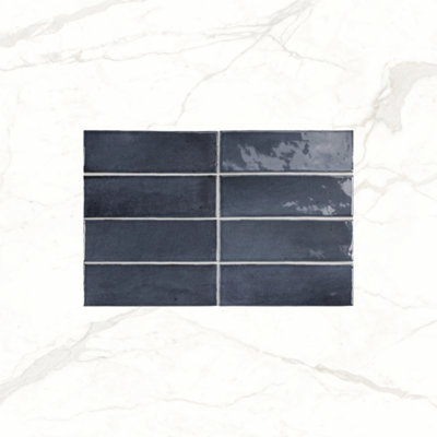 Indra Blue Metro Gloss Tile - 150mm x 50 mm