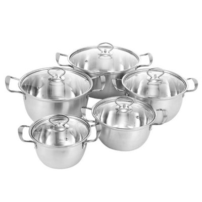Induction Non Stick Cookware Set, 5-Piece Stainless Steel Pots and Pans ...