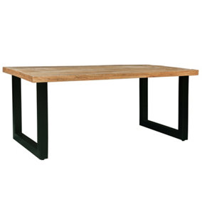 Induse Dining Table - Mango Wood/Iron - L100 x W200 x H76 cm - Mango PP Saw Finish