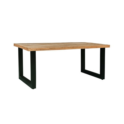 Induse Dining Table - Mango Wood/Iron - L90 x W180 x H76 cm - Mango PP Saw Finish