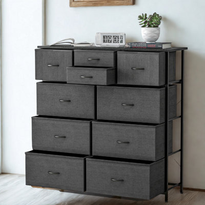 Industrial 10 Drawer Chest Storage Unit Black
