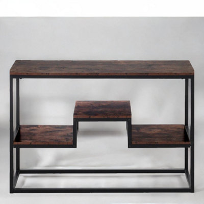 Industrial 2 Tier Console Table With Steel Frame