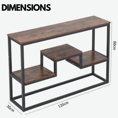 Industrial 2 Tier Console Table With Steel Frame
