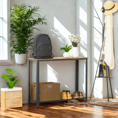 Industrial 2 Tier Entryway Hallway Console Table