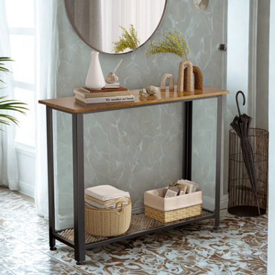 Industrial 2 Tier Entryway Hallway Console Table