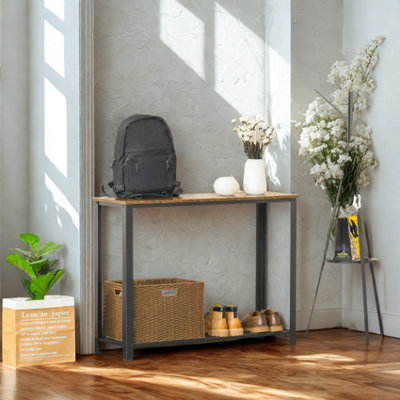 Industrial 2 Tier Entryway Hallway Console Table