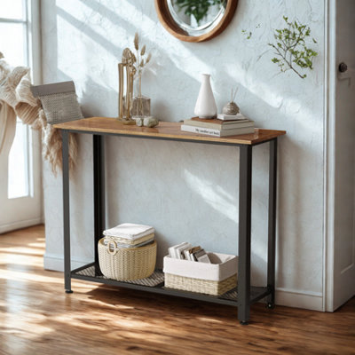 Industrial 2 Tier Entryway Hallway Console Table