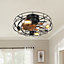 Industrial 20" Black Cage Ceiling Fan Light with Remote Control