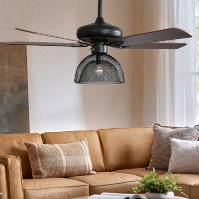Industrial 5-Blade Ceiling Fan Light with Remote Control 17 Inch | DIY ...