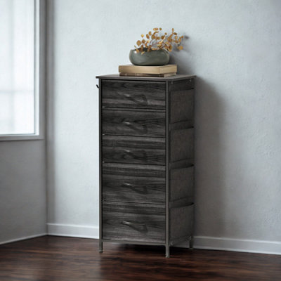Industrial 5 Fabric Drawer Chest Storage Unit Black