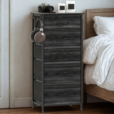 Industrial 5 Fabric Drawer Chest Storage Unit Black