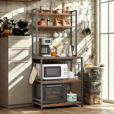 Industrial 5 Tier Smart Kitchen Bakers Rack With Power Outlets
