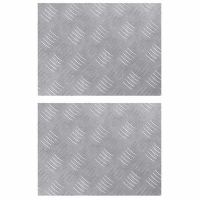 Industrial Aluminium Checker Plates - 2 Pack, Non-Slip, 40x30 cm