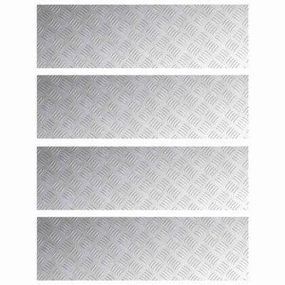 Industrial Aluminium Checker Plates 4 pcs Anti-Slip 100x30 cm