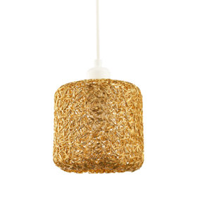 Industrial and Retro Style Twisted Wire Mesh Metal Light Shade in Shiny Gold
