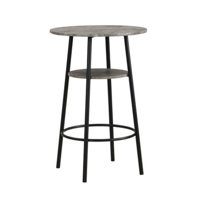 Industrial Bar Table Set with 2 Chairs, Counter Height Kitchen Table and Chairs, Modern Minimalist Style, Black and Grey