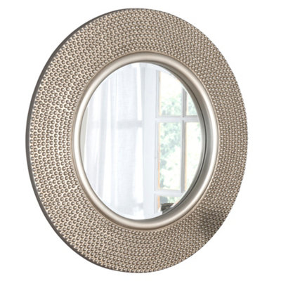 Industrial Bobble Round Silver Mirror 79cm