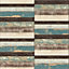 Industrial Brick Effect Wallpaper Rasch Blue Teal Vinyl Paste The Wall Textured