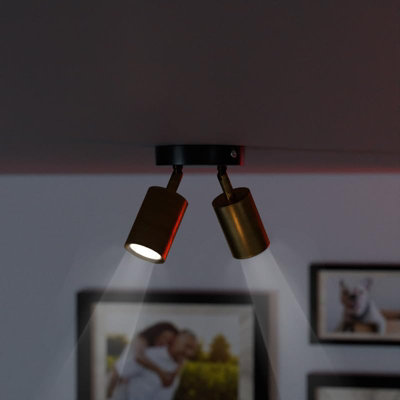 Industrial Ceiling Light 2 Way Adjustable Spotlight GU10 Rotatable Dual ...
