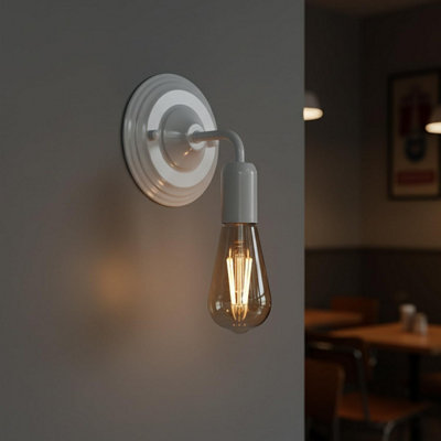 Industrial Ceiling Rose White Metal 140mm Dia 40mm Height Single Outlet ...