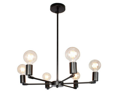 Industrial Chandelier Modern 6 Lights Metal Black Chandelier E27
