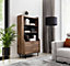 Industrial Chic Vasina 06 Bookcase - Oak Castello & Black Matt with Sleek Metal Legs - W800mm x H1600mm x D450mm