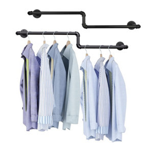 Industrial Clothing Rack 100cm for Wall, 2 Pack