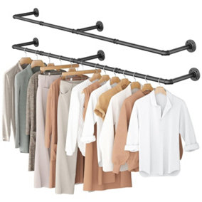 Industrial Clothing Rack 184cm for Wall, 2 Pack