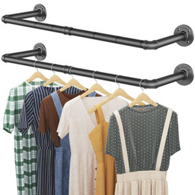 Industrial Clothing Rack 92cm for Wall, 2 Pack