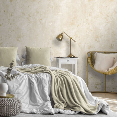 Industrial Concrete Texture Wallpaper Cream / Gold World of Wallpaper ...