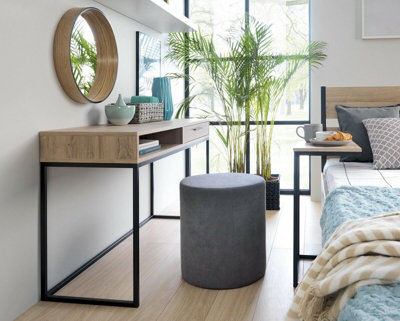 Industrial Console Dressing Table 1 Drawer Metal & Oak Effect Rustic Loft Gamla