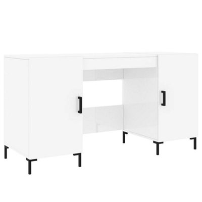 Industrial Desk High Gloss White 140x50x75 cm Engineered Wood