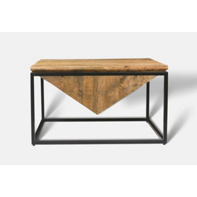 Industrial Diamond Coffee Table - Mango Wood/Iron - L80 x W80 x H47 cm - Mango PP Saw Finish
