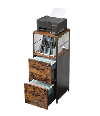 Industrial Filing Cabinet with 2 Drawers and Open Shelf , Home Office ...