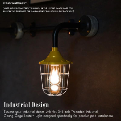 Industrial Fisherman Caged Style Conduit Pipe Light Shade 3/4