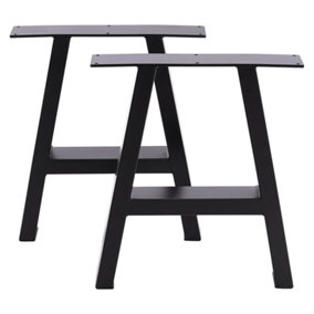 Industrial Furniture Legs Black Ladder Iron Table Legs,2PCS 35L x 40Hcm
