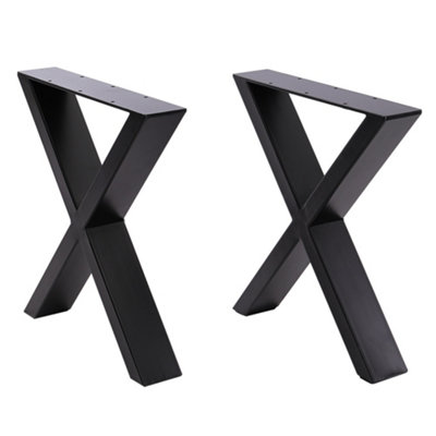 Industrial Furniture Legs Black X Iron Table Legs,2PCS,H71 cm