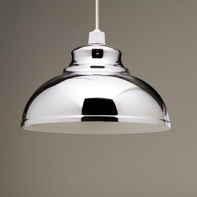 Industrial Hanging Pendants Non Electric Light Shades in Chrome Metallic Finish