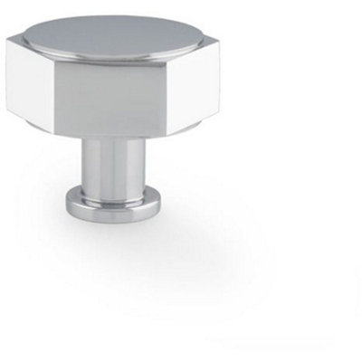 Industrial Hex Cabinet Door Knob - 40mm Polished Chrome Cupboard Pull Handle