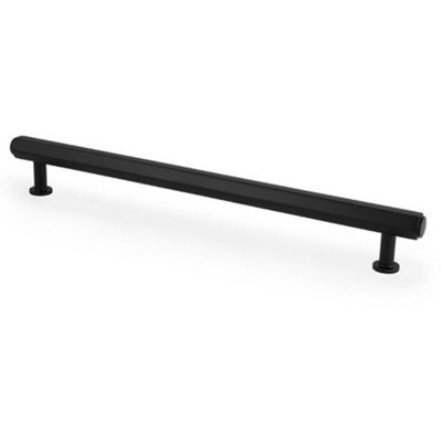 Industrial Hex T Bar Pull Handle - Matt Black 224mm Centres Kitchen Cabinet Door