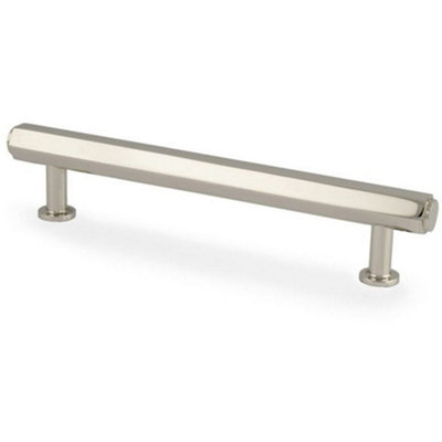 Industrial Hex T Bar Pull Handle - Polished Nickel 128mm Centres Kitchen Cabinet