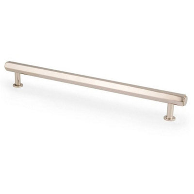 Industrial Hex T Bar Pull Handle - Polished Nickel 224mm Centres Kitchen Cabinet
