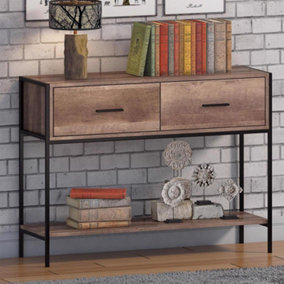 Industrial Inspired Modern 2 Drawer Console Table