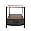 Industrial Inspired Rustic Storage Side Table With Drawer