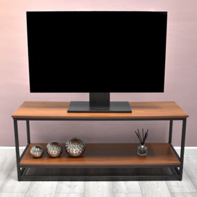 Industrial Inspired Walnut Effect TV Unit With Black Metal Frame
