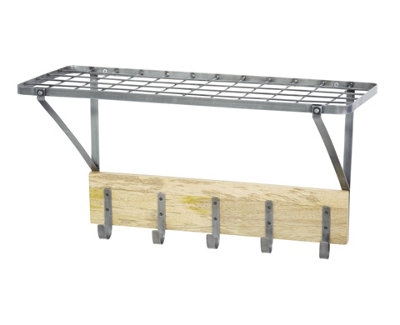 Industrial Kitchen Wall-Mounted Shelf with Hooks