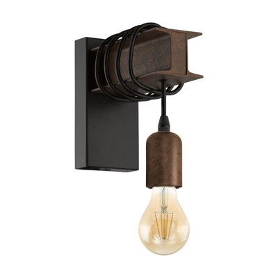 Industrial LED Wall Light with Rust Effect - Hangman Design for E27 Bulb