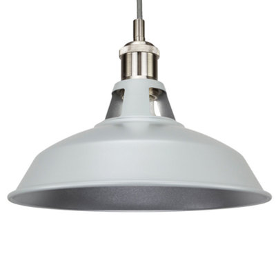 Industrial Matt Grey Curved Metal Ceiling Pendant Light Shade with